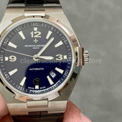 8F Factory Vacheron Constantin Overseas 47040B01A 9094 42mm Leather Strap Arabic Numerals Black Dial (8)
