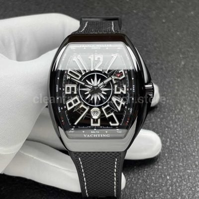 ABF Factory Franck Muller Vanguard V45 44mm Black Ceramic Textile Strap White Arabic Numerals Black Dial (8)