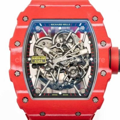 APS Factory Richard Mille RM 35 02 44.5mm Red Carbon Fiber Red Rubber Strap Skeletonized Dial (6)