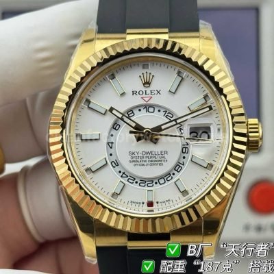 B Factory Rolex Sky-Dweller 336239-0002 white gold Oysterflex black dial
