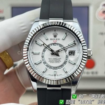 B Factory Rolex Sky-Dweller 336239-0003 white gold Oysterflex white dial
