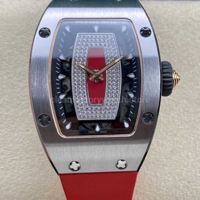 BBA Factory Richard Mille RM 07 31.4mm Steel Red Rubber Strap Skeletonized Red Dial (1)