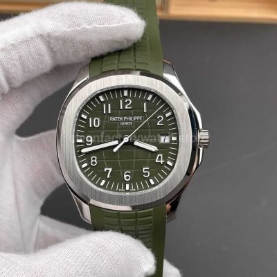 BBF Factory Patek Philippe Aquanaut 40mm 5168G 010 White Gold Rubber Strap Avocado Green Dial (9)
