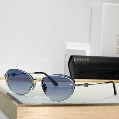 Dior Petit CD B1U Cat Eye Sunglasses Silver Frame With Blue Grey Gradient Lenses (10)