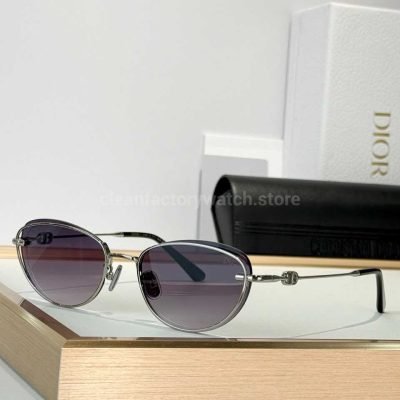 Dior Petit CD B1U Cat Eye Sunglasses Silver Frame With Purple Grey Gradient Lenses (11)