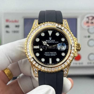 FH Factory Counterweight Rolex Yacht Master 226668TBR 42mm Yellow Gold Oysterflex Diamond Bezel Black (7)