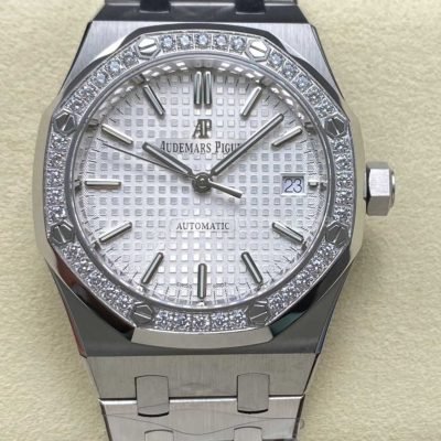 IPF Factory Audemars Piguet Royal Oak 15450ST stainless steel diamond bezel silver dial replica