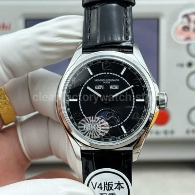 MKS Factory Vacheron Constantin Fiftysix 4000E 40mm Steel Leather Strap Arabic Numerals Black Dial (5)
