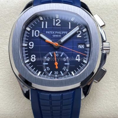 MMA Factory Patek Philippe Aquanaut 5968G 42.2mm White Gold Blue Rubber Strap Arabic Numerals Blue Dial (5)