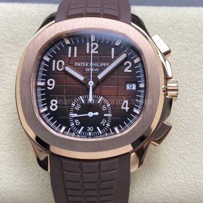 MMA Factory Patek Philippe Aquanaut 5968R 0001 42.2mm Rose Gold Brown Rubber Strap Arabic Numerals Brown Dial (11)