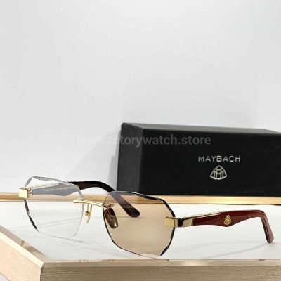 Maybach The Arttai Rimless Sunglasses Gold Tone Frame With Brown Gradient Lenses (1)