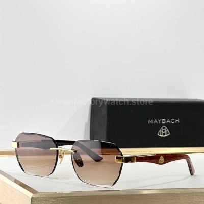 Maybach The Arttai Rimless Sunglasses Gold Tone Frame With Brown Gradient Lenses (1)