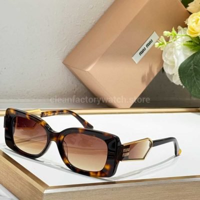 Miu Miu MU7377S Square Sunglasses Dark Tortoiseshell Frame & Brown Gradient Lenses