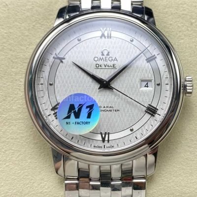 N1 Factory Omega De Ville Co Axial 424.10.40.20.02.005 39.5mm Full Steel Roman Number Silver Dial (7)