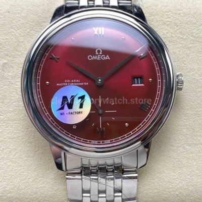 N1 Factory Omega De Ville Prestige 434.10.41.20.11.001 41mm Full Steel Roman Numerals Red Dial (4)