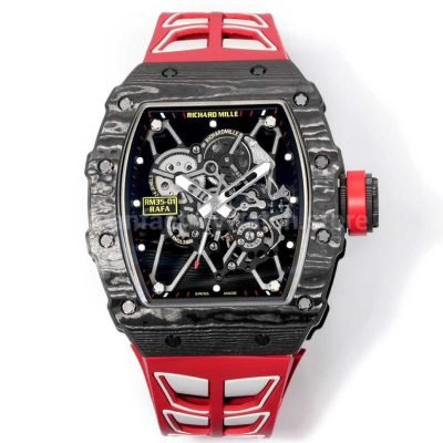 Richard Mille RM 35-01 black carbon fiber red white rubber strap replica watch