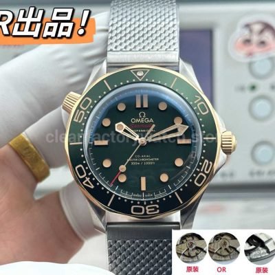 OR Factory Omega Seamaster Diver 300M 210.90.42.20.10.001 42mm Half Bronze Gold Green Dial (5)