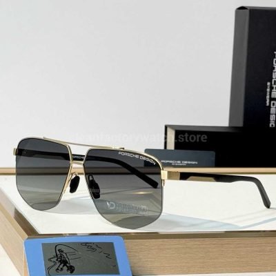 Porsche Design P8943 Aviator Polarized Sunglasses Gold Tone Frame, Black Temples & Grey Gradient Lenses (1)