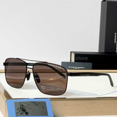 Porsche Design P’8944 Square Polarized Sunglasses Black Frame, Double Bridge & Brown Lenses (5)