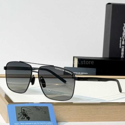 Porsche Design P8944 Square Polarized Sunglasses Black Frame, Double Bridge & Grey Gradient Lenses (2)