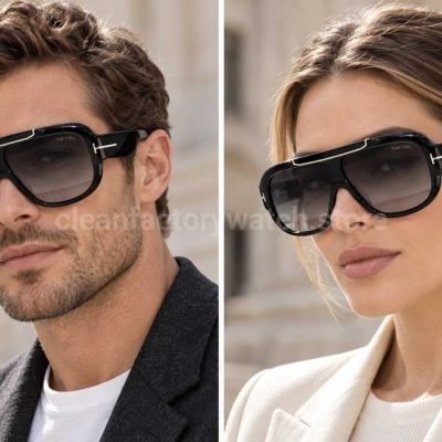 Tom Ford TF1093 RELLEN Oversized Aviator Sunglasses Black Frame & Grey Gradient Lenses (2)