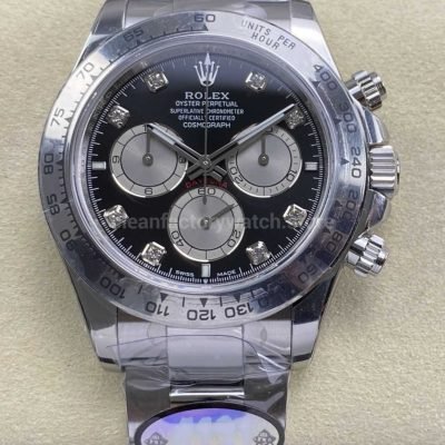 UFO Factory Rolex Daytona 126509 0002 40mm Full White Gold Diamond Black Dial (10)